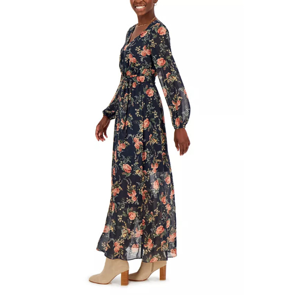 I.N.C. INTERNATIONAL CONCEPTS Maxi Dress 8 Blue Print Tidal Floral Boho NWT - Picture 2 of 16